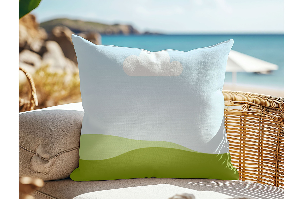 Beach Square Pillow Mockup for Canva, a Household Mockup by NoemieDesigns (Photo 4 of 8)