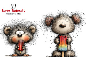 Whimsical Farm Animals Clipart, an Illustration by SinaCreation