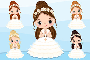 Vector First Communion Little Girl