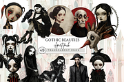 GOTHIC BEAUTIES CHARACTERS CLIPART, a Person Illustration by Daring Digies (Thumbnail 1 of 10)