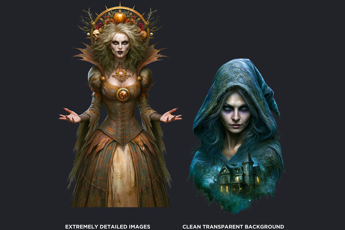 Dark Fantasy Halloween witches, a Seasonal Illustration by ThatsDesignArt (Photo 3 of 17)