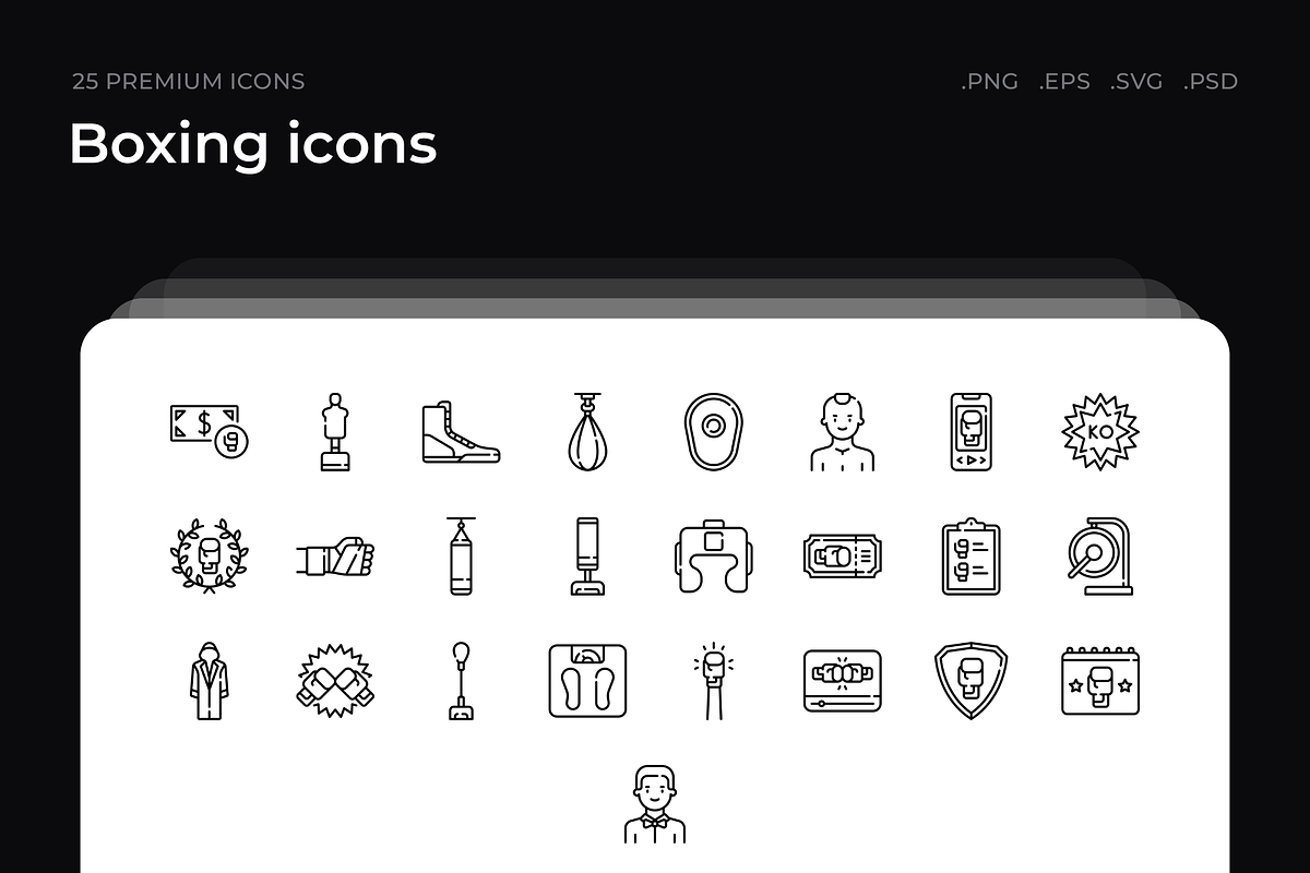 Boxing icons, an Outline Icon by Wencory