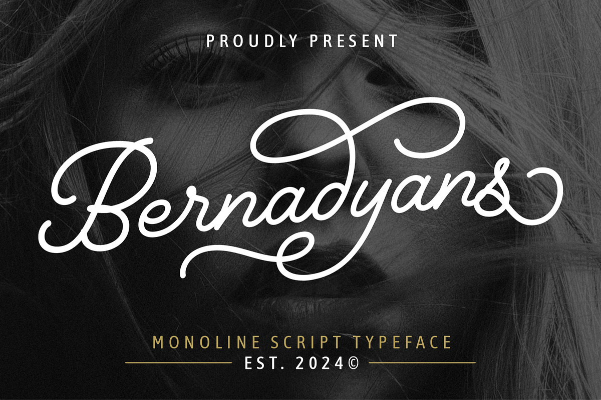 Bernadyans - Monoline Script Font, a Script Font by Inviline.co (Photo 1 of 12)
