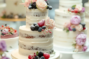Pastry shop showcase, wedding cakes