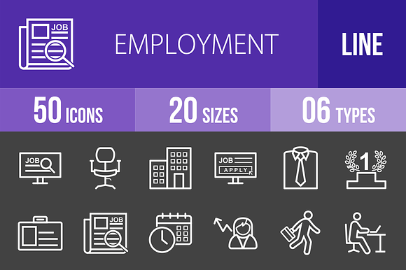 50 Employment Line Inverted Icons