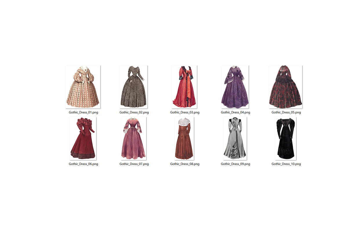 Vintage Dark Gothic Dresses Clipart, an Illustration by Secret Helper (Photo 6 of 6)