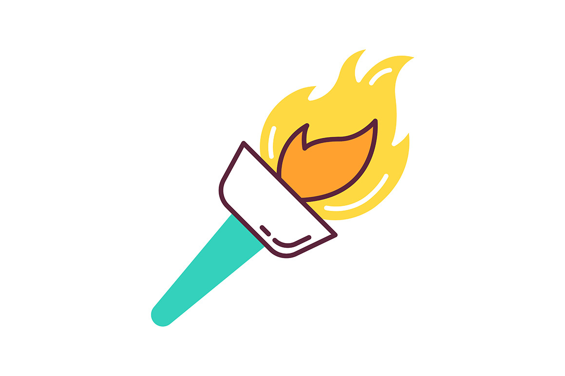Medieval torch color icon, an Icon by IMG Visuals