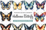Watercolor Halloween Butterfly PNG, an Illustration by Craft Nest (Thumbnail 1 of 6)