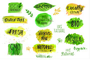 Eco, bio, organic vector labels., a Food Illustration by CreativeJourney (Thumbnail 3 of 3)