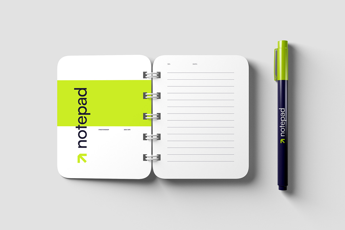 Notepad and Pen Mockups, a Books & Magazine Mockup by artimasa (Photo 4 of 6)