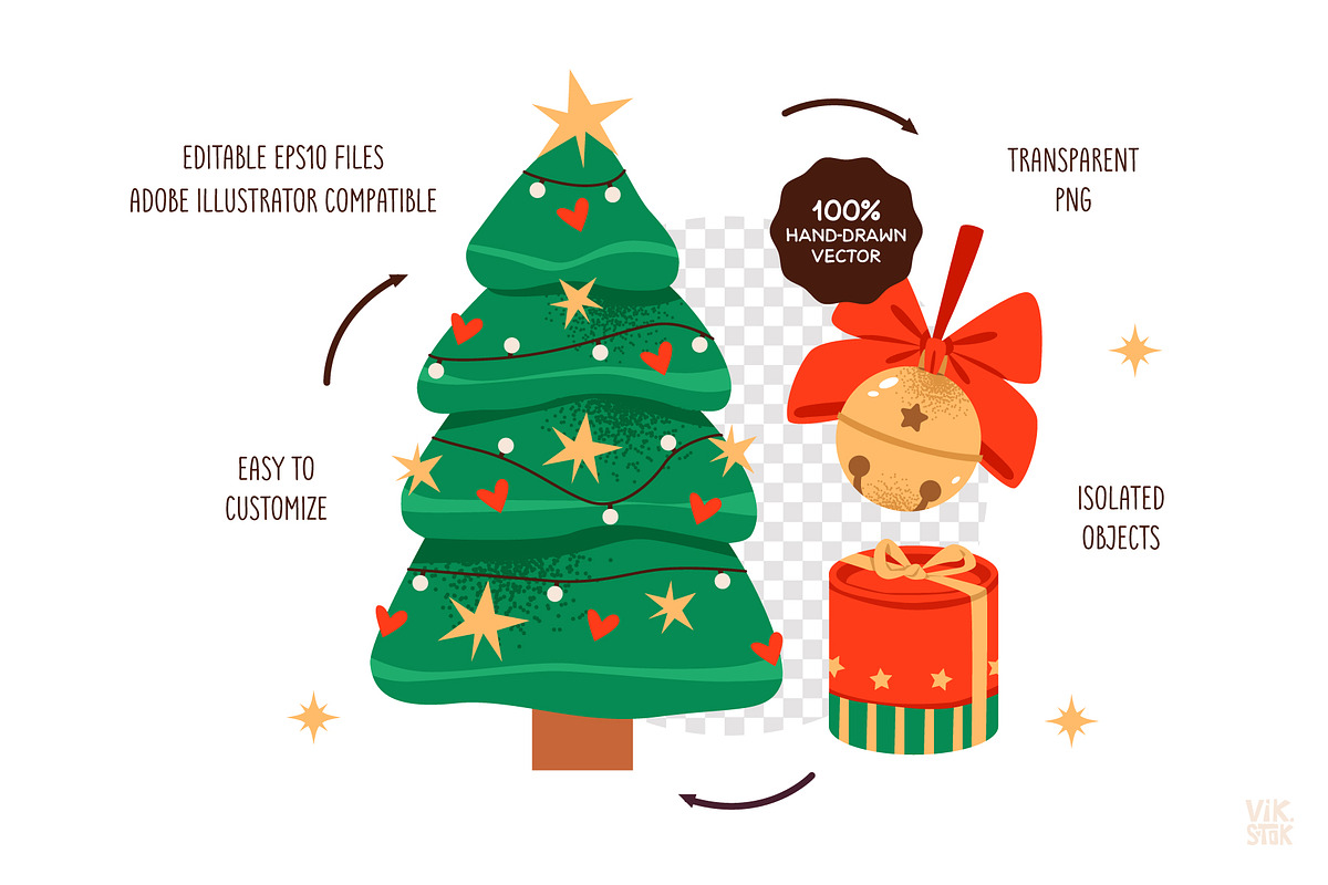 Christmas Decor Clipart Bundle, a Seasonal Illustration by vik.stock (Photo 7 of 8)