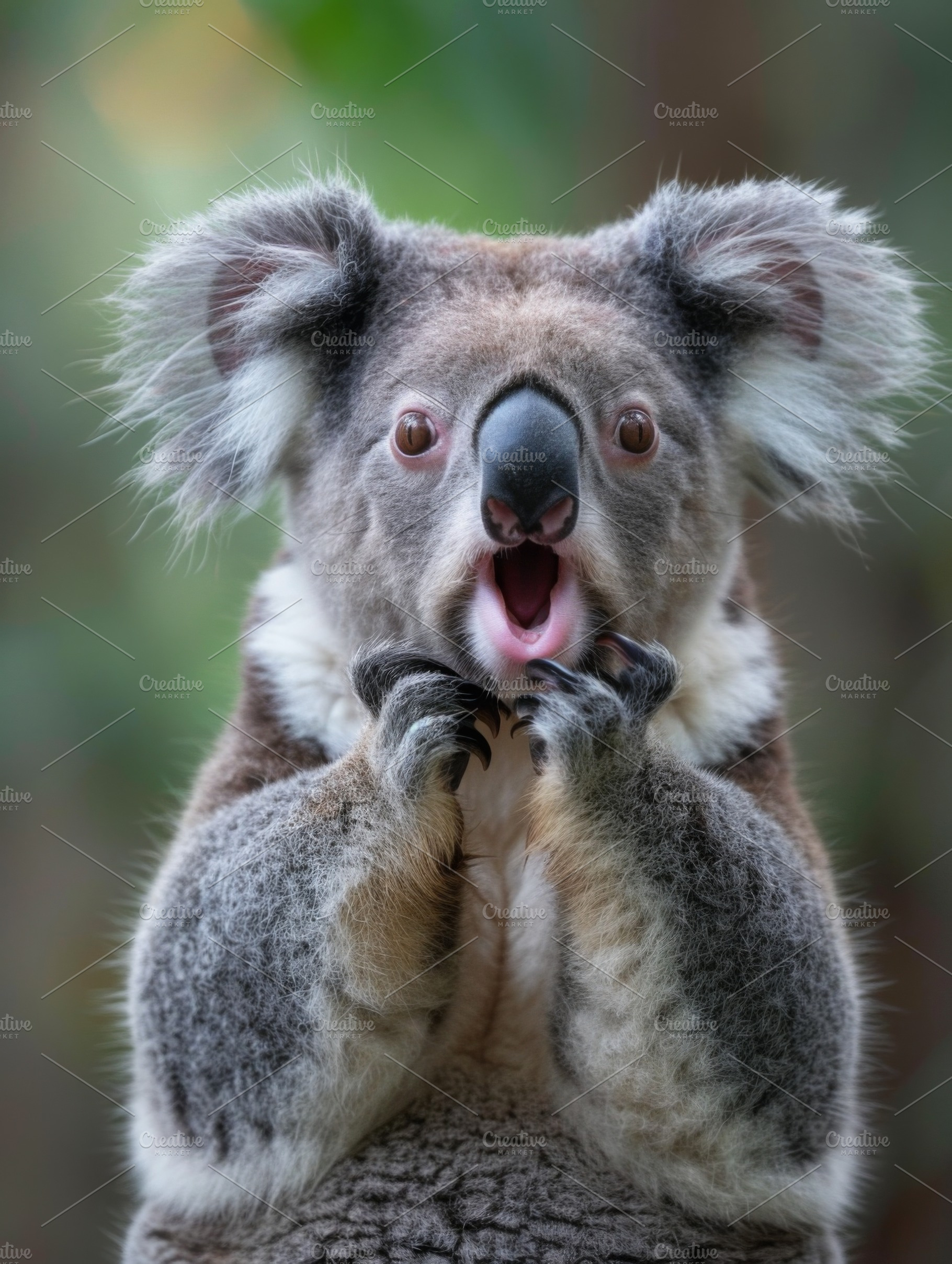 Very surprised koala with open mouth, an Animal Photo by Handmadefont