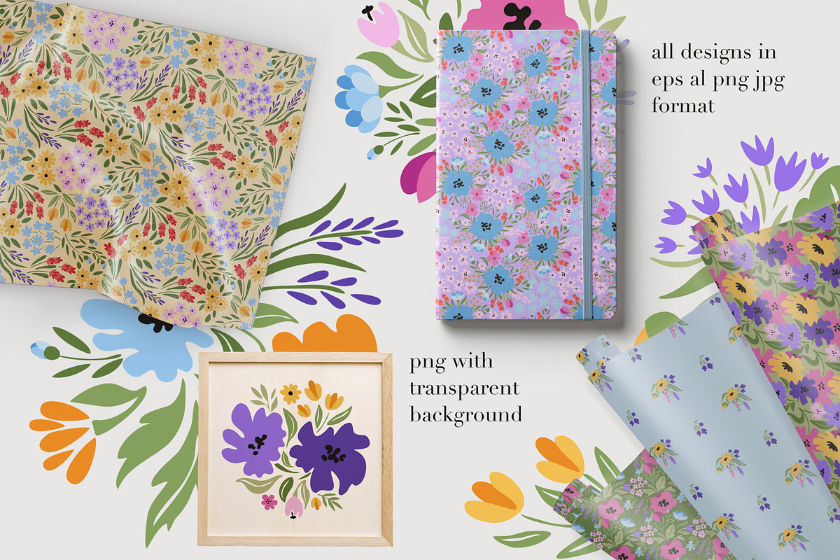 Modern BLOSSOM, abstract floral set., an Illustration by Veronika Gotovceva (Photo 2 of 8)