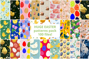 100 Easter Spring Seamless Pattern