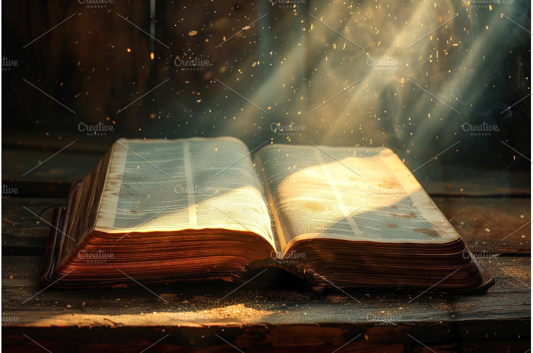 Holy Bible is an open book on which, a School & Education Photo by Ungvar Studio