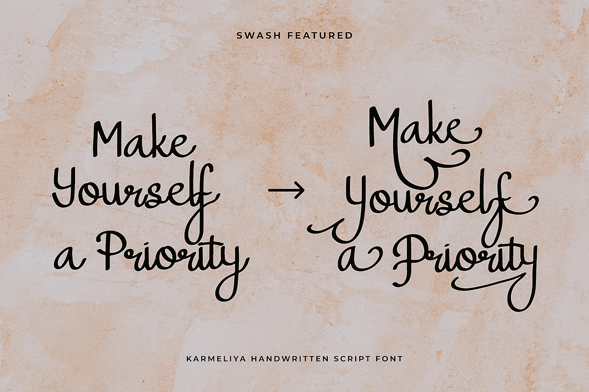 Karmeliya a Handwritten Script Font, a Script Font by Dawnside Graphic (Photo 6 of 13)