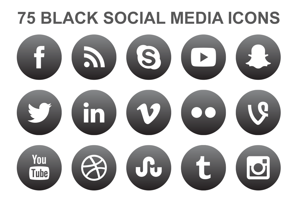 Black Social Media Icons, an Icon by Designs By Alfredo