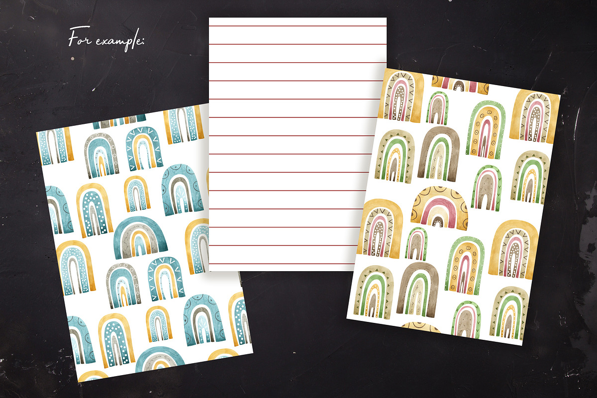 Watercolor Boho Rainbows Set, an Object Graphic by OrangePeafowlArt (Photo 12 of 16)