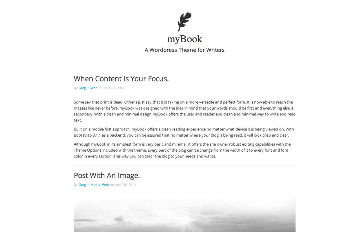 myBook Wordpress Theme, a WordPress Template by Psyrix (Photo 2 of 4)