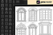 150 Window Procreate stamps brushes, a Brush Add-On by DrawingStoryShop (Thumbnail 2 of 6)