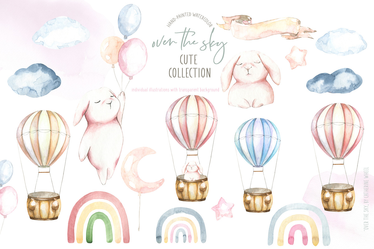 Spring Easter Bunnies Watercolor, an Animal Illustration by Catherine Wheel (Photo 11 of 12)
