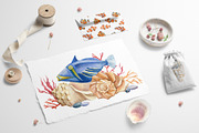 Seashells and fish, watercolor, an Animal Illustration by Hanna Hryharenka (Thumbnail 2 of 20)