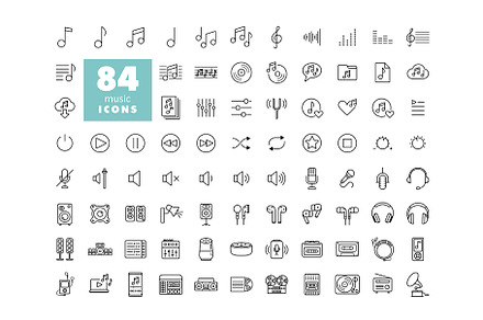 84 music vector icons set, an Icon by Nasik-Nosik