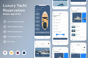 Luxury Yacht Reservation App UI Kit, an UI Kit Template by Betush