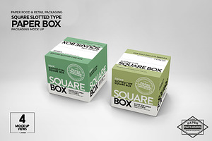 Square Slotted-Type Paper Box Mockup