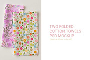 Two folded cotton towel napkins psd, a Household Mockup by jenartstudio (Thumbnail 3 of 3)
