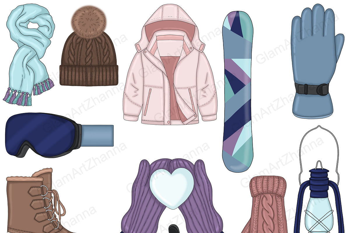 Winter Cabin Clipart, a Seasonal Illustration by GlamArtZhanna (Photo 2 of 5)