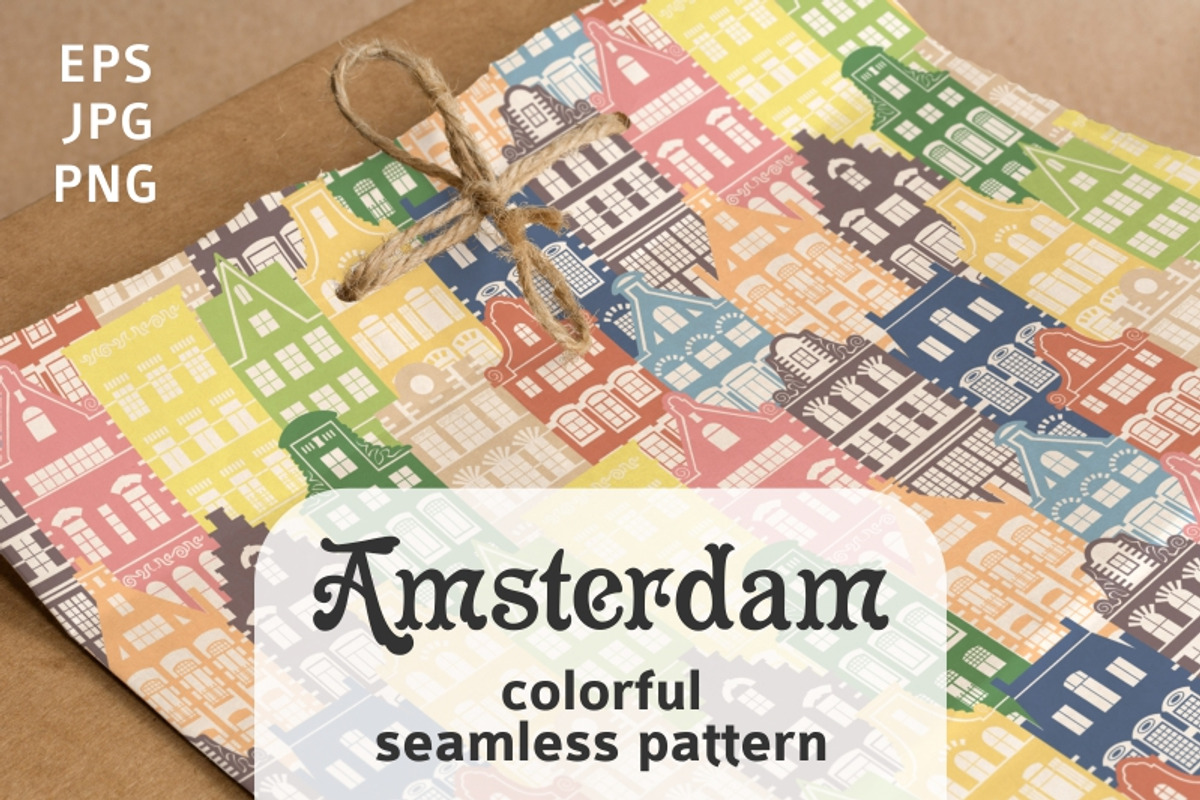 Seamless pattern of Holland houses, a Pattern Graphic by Primula`s shop (Photo 1 of 2)