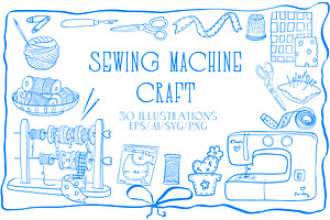 Sewing machine craft Lineart, a Work Illustration by Carpet Tapete Pretzel