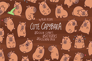 Capybara Emotions Clipart, an Animal Illustration by Palau