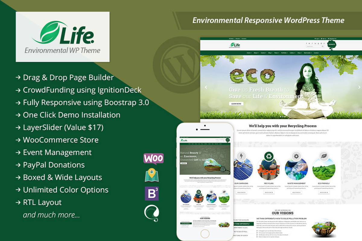 Life ECO WordPress Responsive Theme, a WordPress Template by CrunchPress