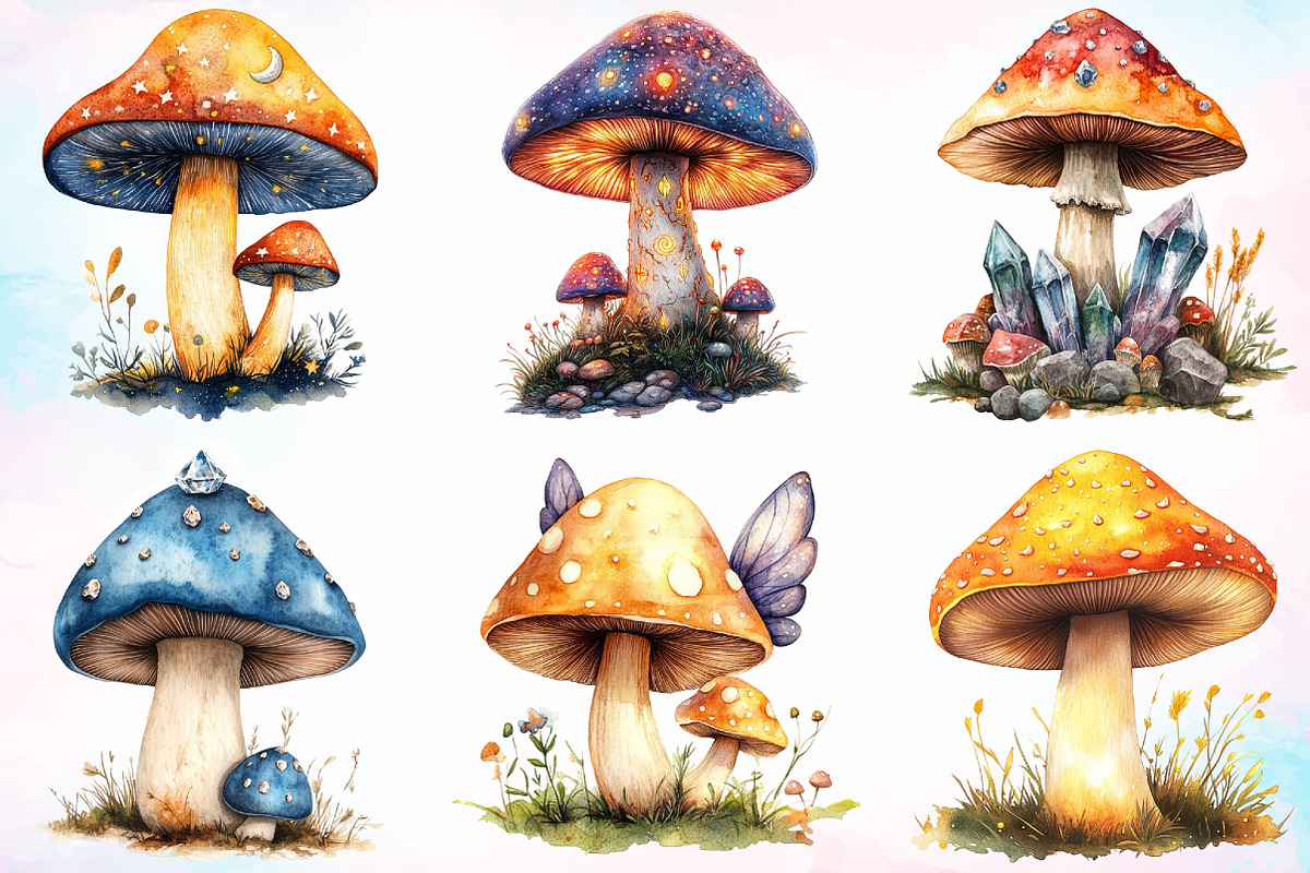 Magical Mushrooms Clipart Bundle, an Illustration by Canvas Craft (Photo 4 of 4)