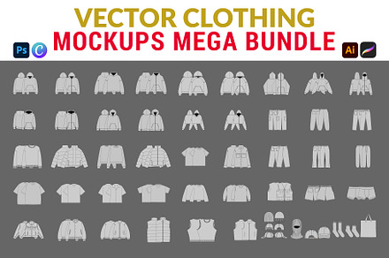 Vector Clothing Mockups Mega Bundle, an Apparel Mockup by S.i. Graphics®