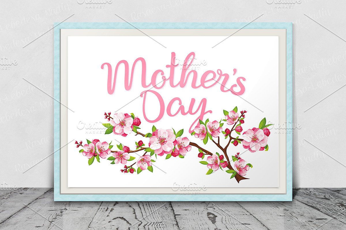 SET / 4 / Designs for Mother's Day, a Decorative Illustration by Nadin_Lebedeva (Photo 3 of 7)