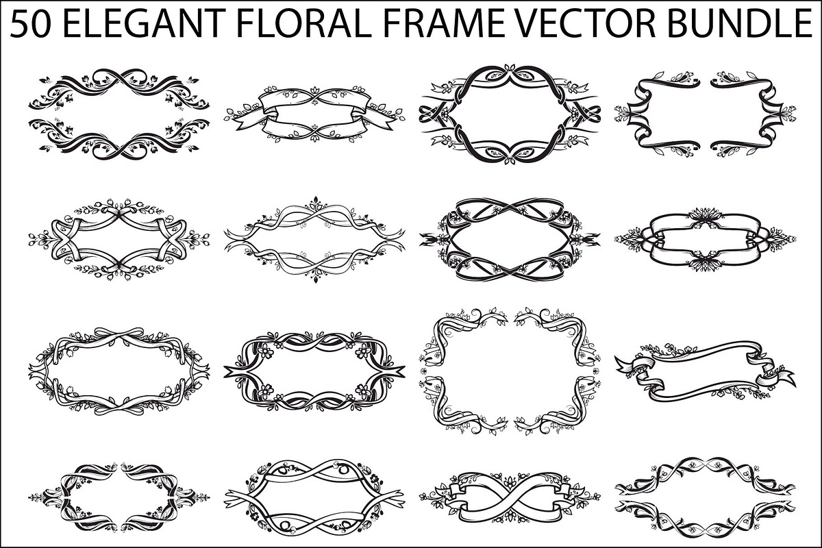 Elegant Floral Frame Vector Bundle, an Illustration by Gfx_Store (Photo 1 of 31)