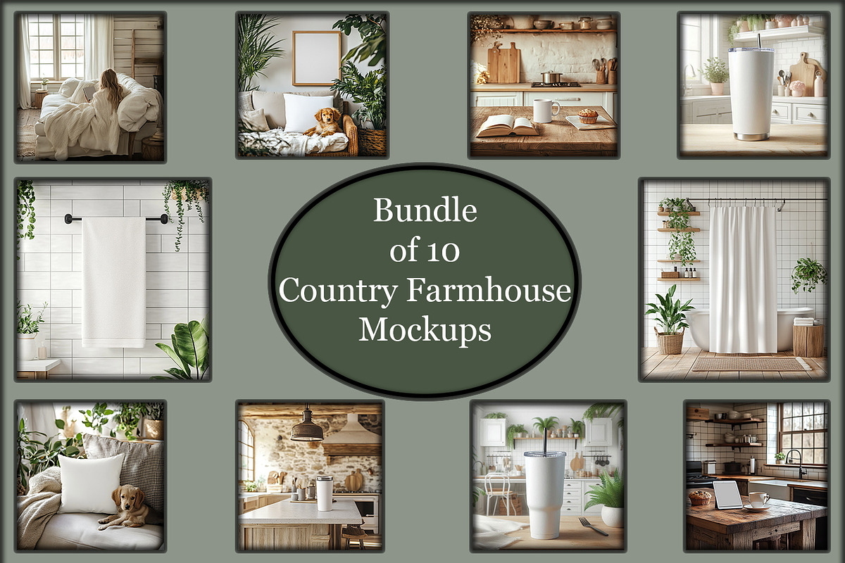 10 Country Farmhouse Mockups Neutral, a Product Mockup by Willow Paige Farms (Photo 1 of 10)
