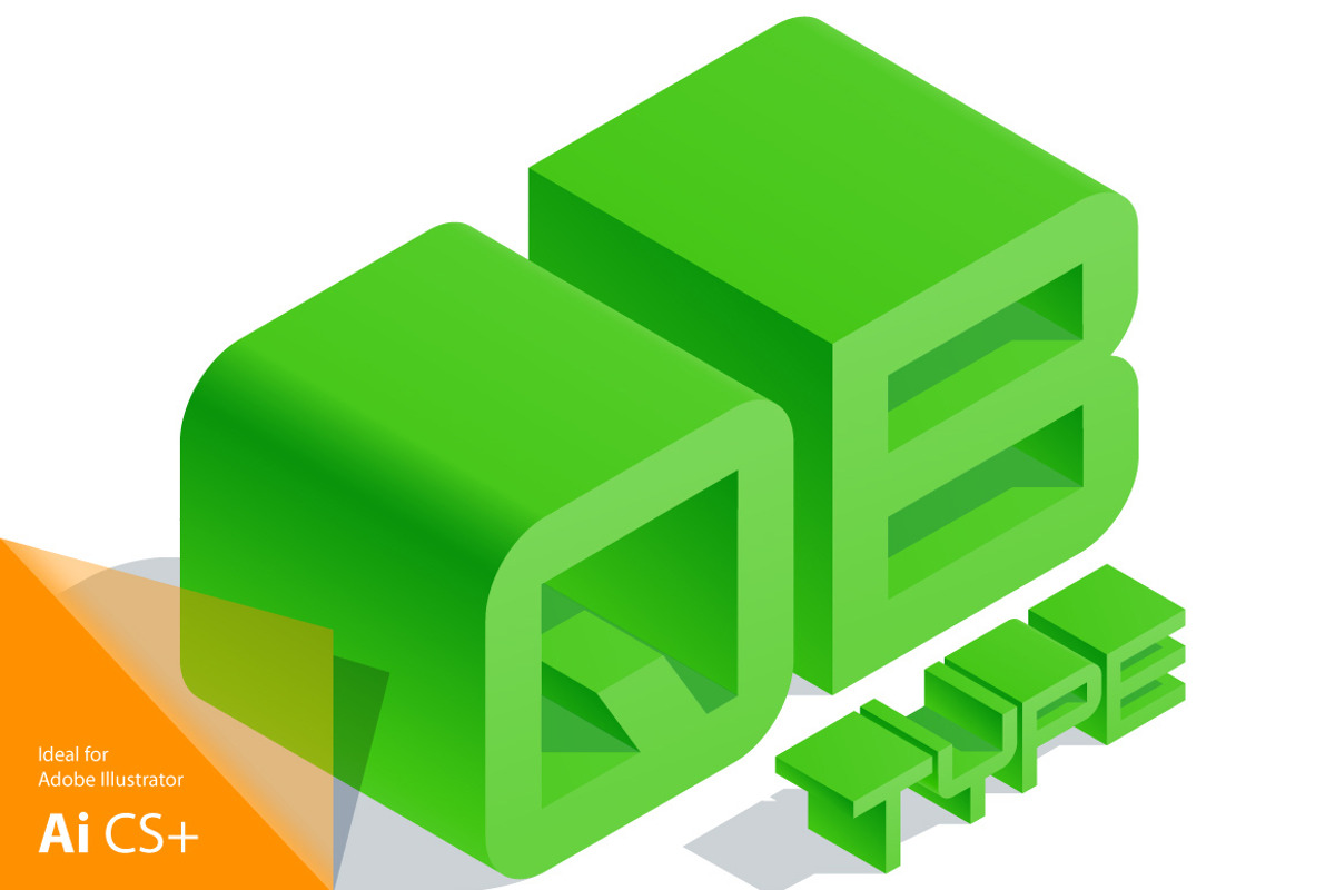 Vector 3D isometric green letters