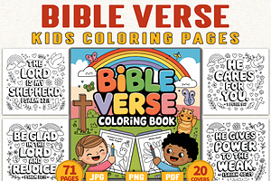 70+ Bible Verse Coloring Book Pages, an Education Illustration by Ink Gallery