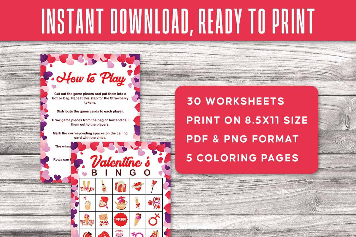 Valentine’s Day Bingo Printable Game, a Print Template by Graphicsnext (Photo 3 of 4)