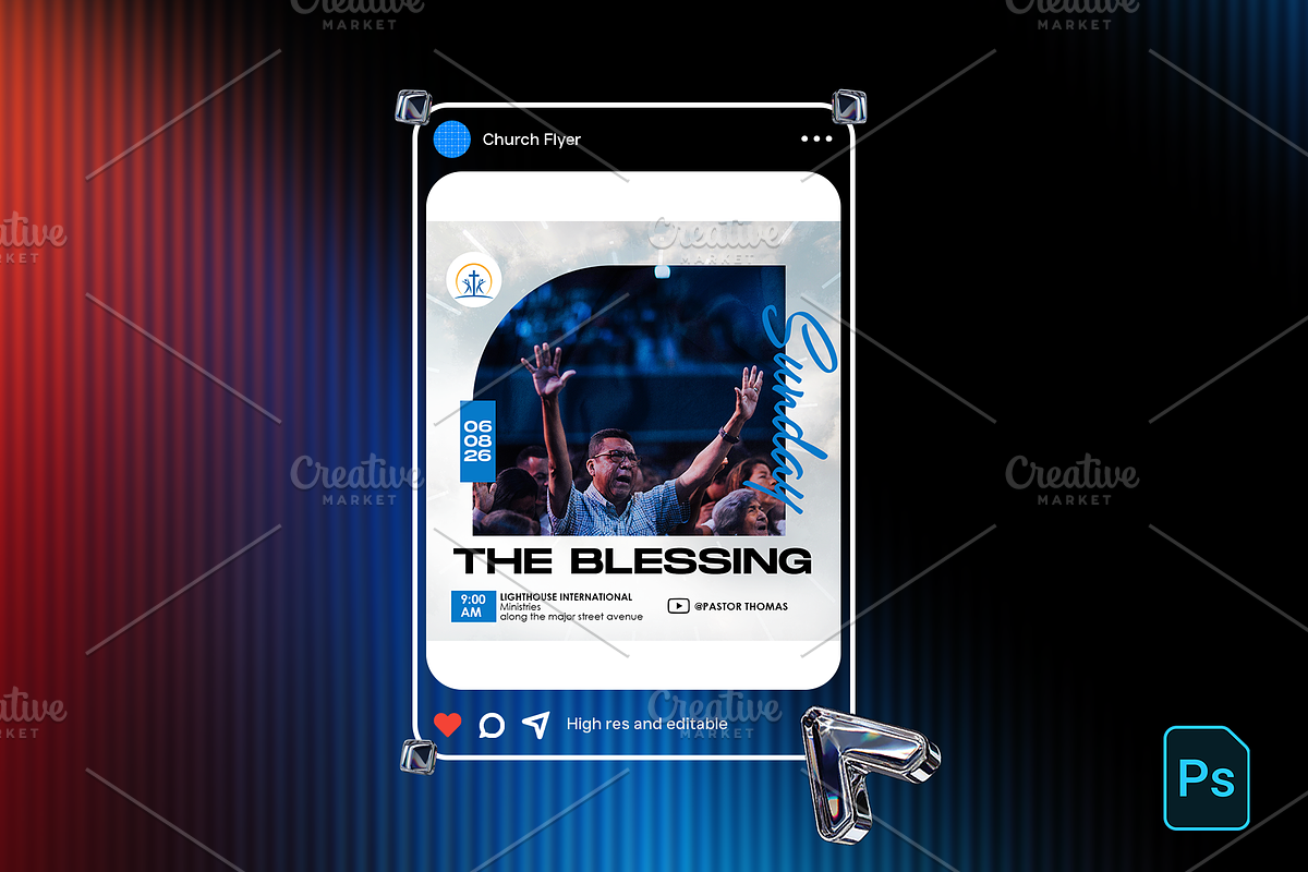 Sunday Service Flyer Template, a Social Media Template by Transly Graphics (Photo 1 of 3)