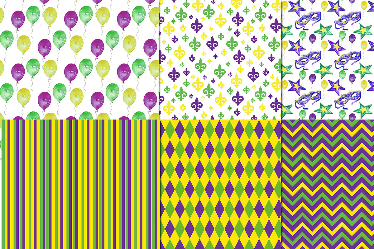 Mardi Gras watercolor set, an Illustration by DollyPotterson (Photo 7 of 7)