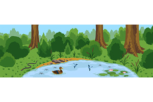 Pond ecosystem. Ecosystem of with, an Animal Illustration by the8monkey