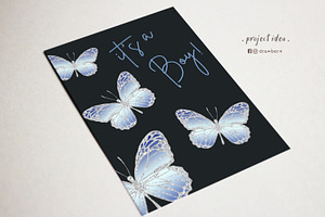 Silver Butterfly Clipart Glitter 124