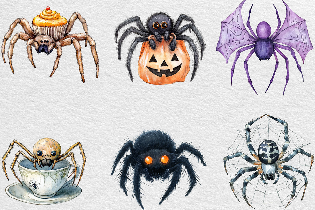 Halloween Clipart Spider Clipart PNG, an Illustration by Black Bird Studio (Photo 6 of 6)