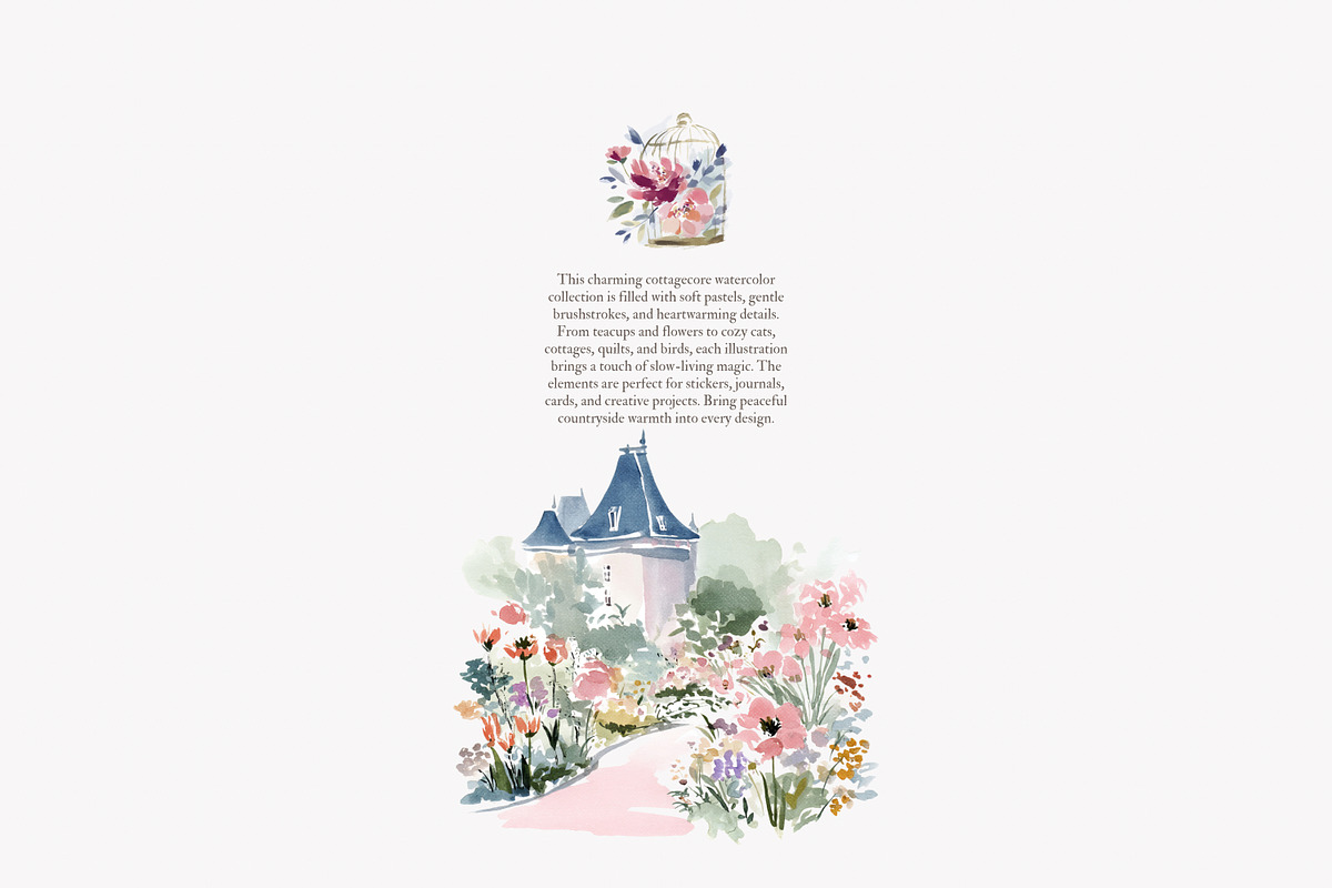 whimsical watercolor castle clipart, a Decorative Illustration by Patishop Art (Photo 8 of 10)