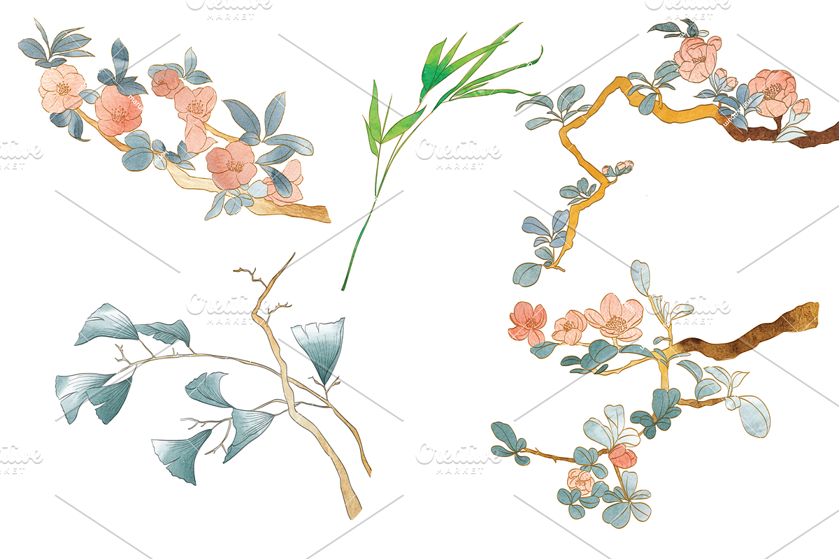 Flower elements in Vintage style, an Object Graphic by marukopum (Photo 7 of 7)